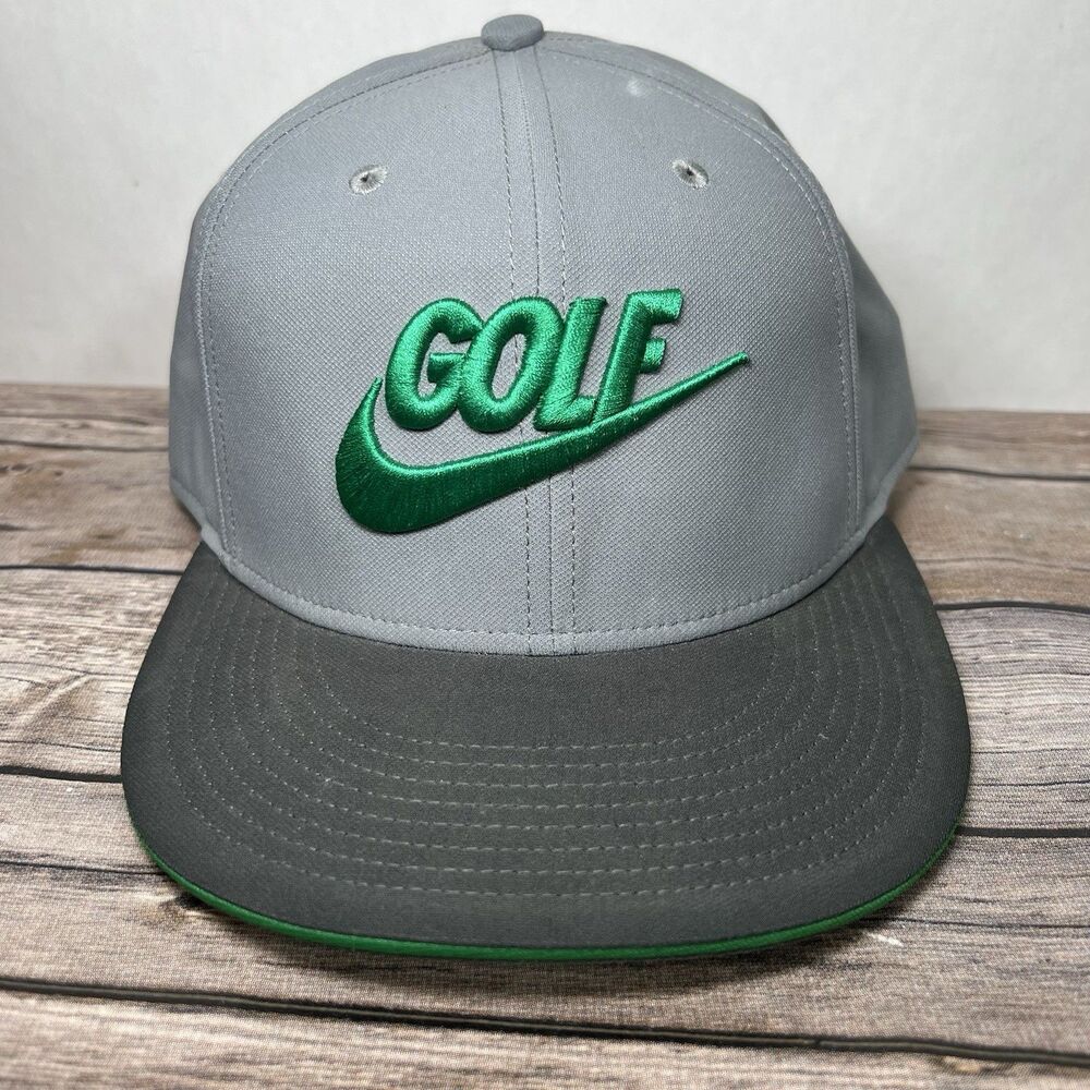 Nike Golf Snapback Hat Green 2tone Gray Adjustable Embroidered OSFA